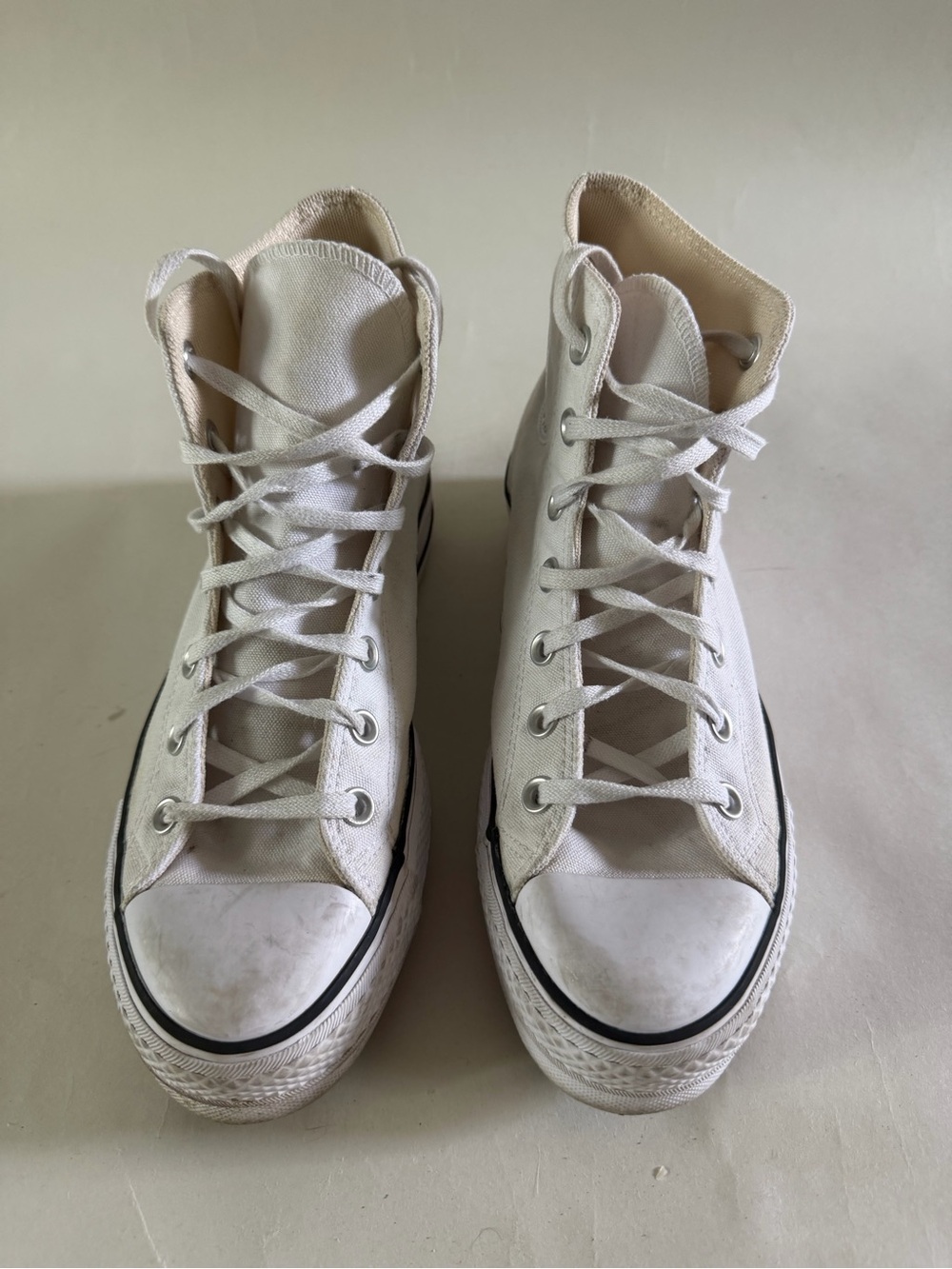 Women’s White High-Top Canvas Sneakers - Picture 2 of 6